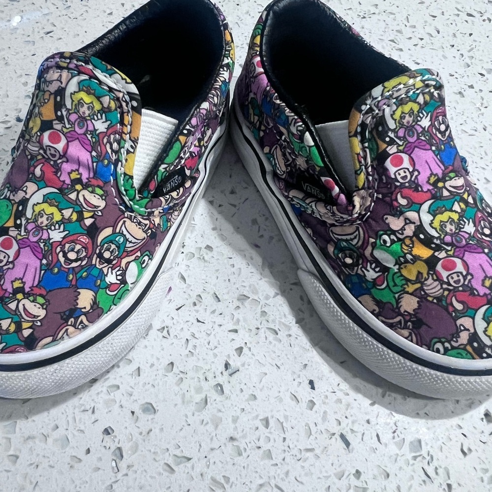 Super Mario Vans Kids Colorful Slip-On Shoes Sz Toddler 5 - Picture 4 of 6